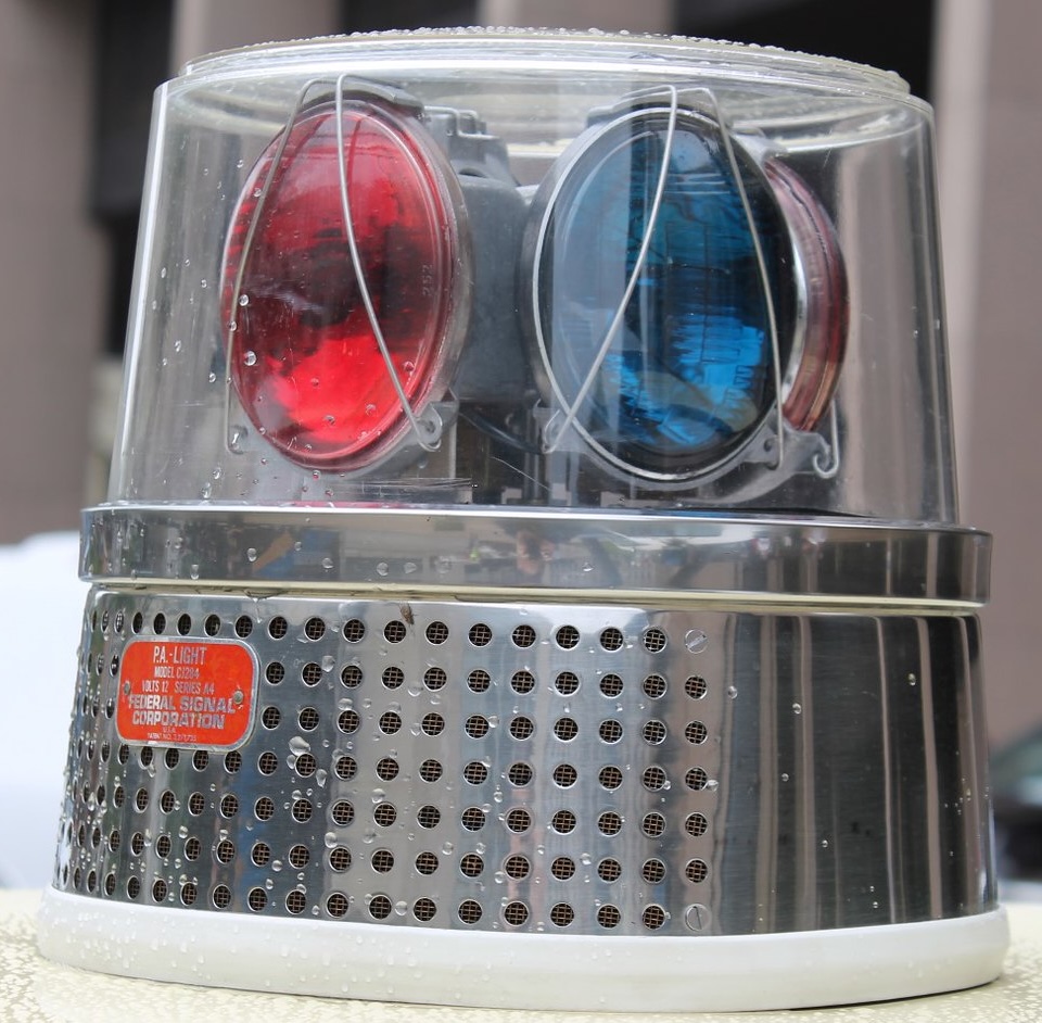 Closeup of an old-style cruiser-top police emergency light